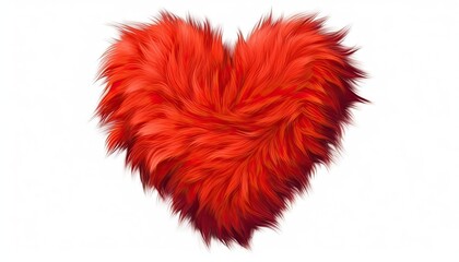 Red furry heart illustration on a white background.