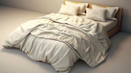 bed with white background realistic photography Higher.Generative AI