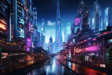 Futuristic city metropolis, Digital art Generate with ai