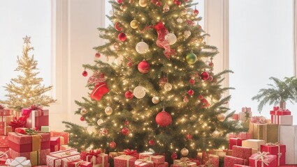 Fototapeta na wymiar Decorated Christmas tree