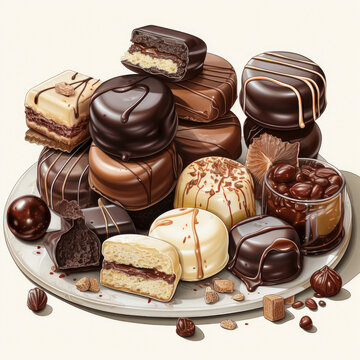 watercolor Chocolate Day clipart, Generative Ai