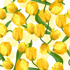 A seamless pattern of Tulip. vector illustration. Tulip flower background.