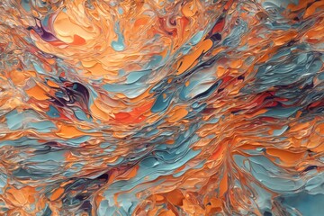 abstract orange and blue background,  blue paint texture