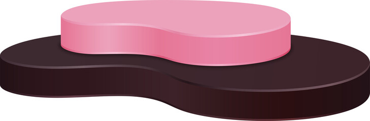 Free form shape podium pink and brown color.