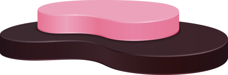 Free form shape podium pink and brown color.