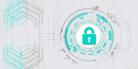 2d illustration Safety concept: Closed Padlock on digital background
