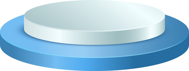 Round podium white and blue color.
