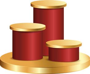 Round gold and red color poduim for chinese new year.