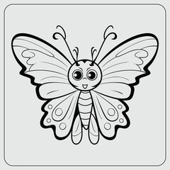 Cute and funny coloring page of a butterfly farm animal. Provides hours of coloring fun for children. To color this page is very easy. Suitable for little kids and toddlers.