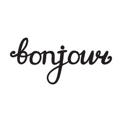 Bonjour Paris Phrase Vector Lettering Calligraphy Brush © Оля Molly