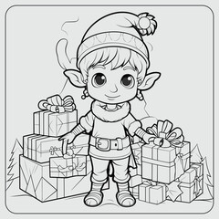 Cute and funny coloring page of a gift box. Provides hours of coloring fun for children. To color this page is very easy. Suitable for little kids and toddlers.