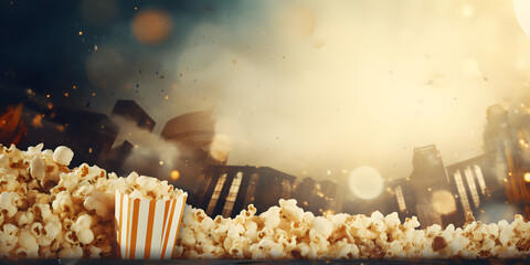 movie cinema themed wide background with copy space
