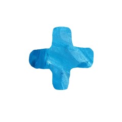 Plus sign blue watercolor hand drawn sketch