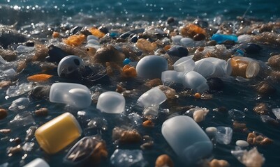 Obraz premium plastic and microplastic pollution in the ocean
