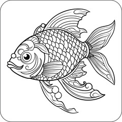 Cute and funny coloring page of a Fish  Provides hours of coloring fun for children. To color this page is very easy. Suitable for little kids and toddlers.