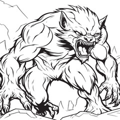 coloring page depicting a werewolf