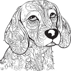 mandala dog Coloring page for adults 