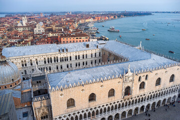 aerial view of the Doge's Palace in St. Mark's Square in Venice, Italy