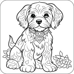 Cute and funny coloring page of a Dog. Provides hours of coloring fun for children. To color this page is very easy. Suitable for little kids and toddlers.