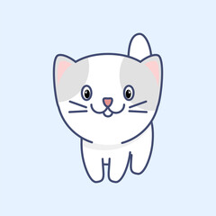 Cute little gray and white kawaii cat