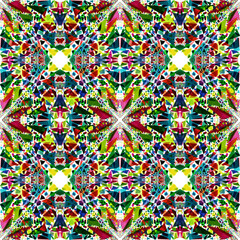 Decorative ornament for packaging paper and fabric. Watercolor abstraction. Digital processing. Graphic oriental pattern. Texture, background, repeating pattern. Colorful uniform background