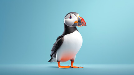 Obraz premium Fancy Puffin, advertising photography, Pastel color palette background
