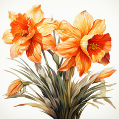 watercolor Daffodil clipart, Generative Ai