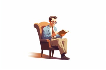 Cartoon illustration of a person reading a newspaper