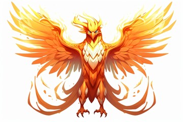 Cartoon vector illustration of a phoenix - fire bird