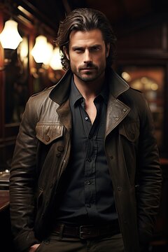a man in a leather jacket