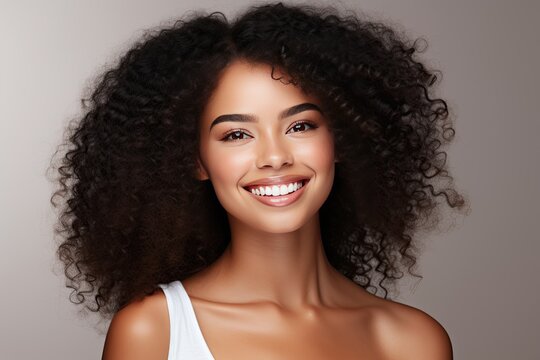 beauty portrait of a beautiful young happy african american woman