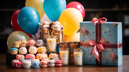 Fototapeta na wymiar A festive gift box for a birthday party