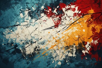 Graffiti-Inspired Grunge Texture Background with Vibrant Urban Street Art Colors and Expressive...