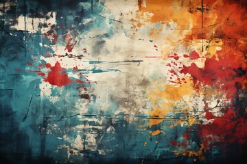 Obraz premium Graffiti-Inspired Grunge Texture Background with Vibrant Urban Street Art Colors and Expressive Spray-Painted Elements