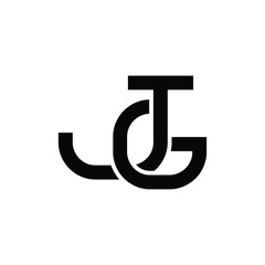 JG, GJ Alphabet Text Font Innovative Typography Icon Graphic Logo Design in Black Color Font on White Background Vector