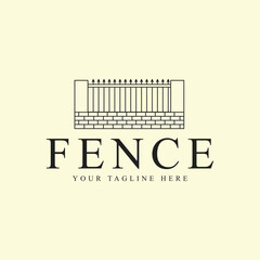 fence logo line art graphic design icon template simple minimalist vector illustration