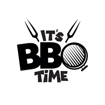 It's BBQ time retro logo, emblem