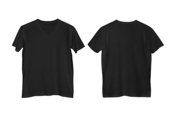 Black V Neck T-shirt Front and Back View