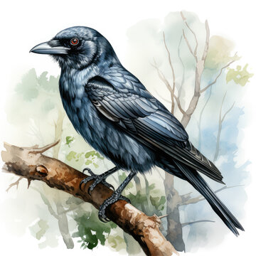 watercolor Crow clipart, Generative Ai
