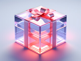 gift box 3d illustration on a white background with lighting effects