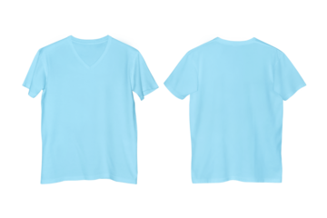 Turquoise V Neck T-shirt Front and Back View