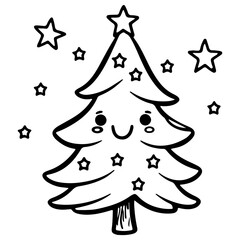 Christmas Tree outline illustration,Christmas