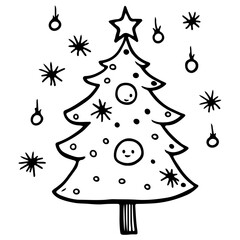 Christmas Tree outline illustration,Christmas