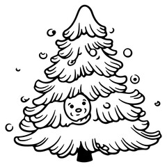 Christmas Tree outline vector illustration,Christmas