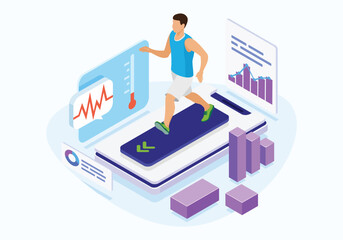 Treadmill App Isometric Illustration