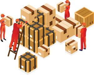Warehouse Service Isometric Illustration