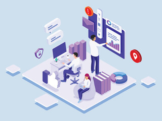 Working Space Isometric Illustration