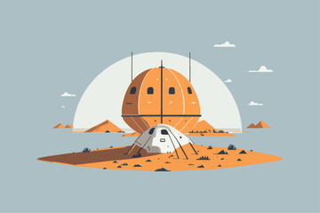Hand drawn cartoon a lander flat art Illustration in minimalist vector style © graphicfest_x