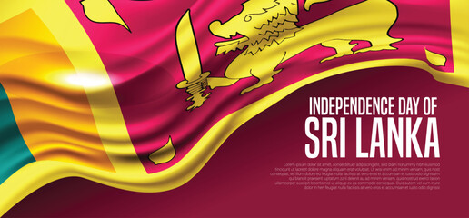 Flag of Sri Lanka vector, Waving flag,