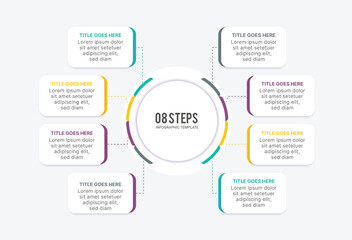 Circle Infographic Template Design With 8 Steps, Process Workflow Diagram
